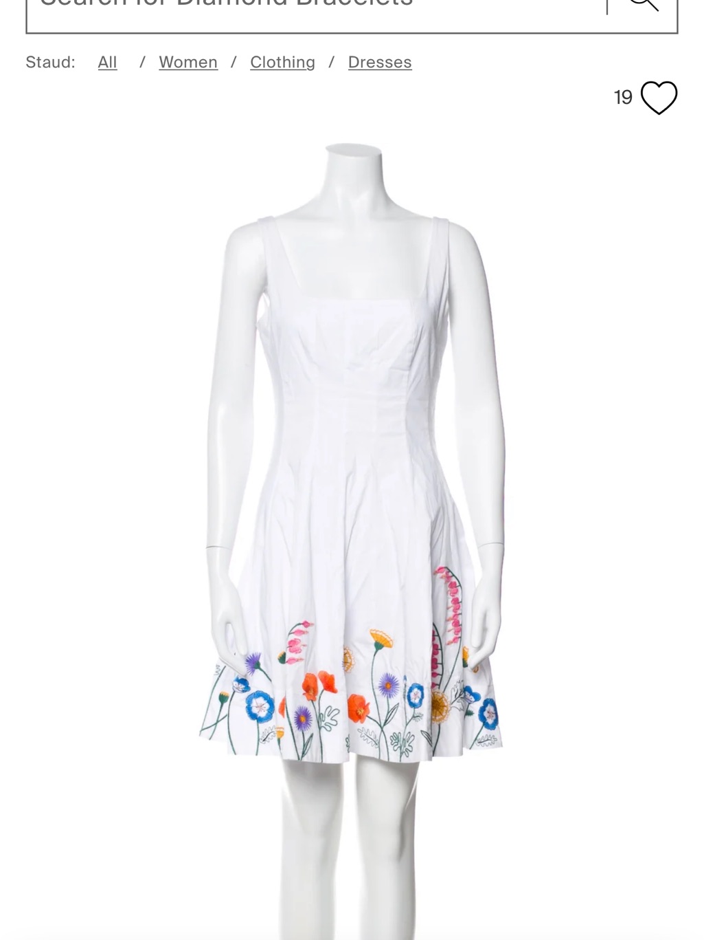 Staud White Mini Dress With Multicolor Floral Embroidery